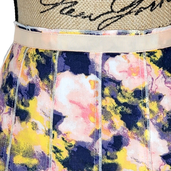 FOCUS 2000 Women's Floral Tie Dye Cotton Pleated Paneled Full Skirt Size 10 Pink - Picture 3 of 10